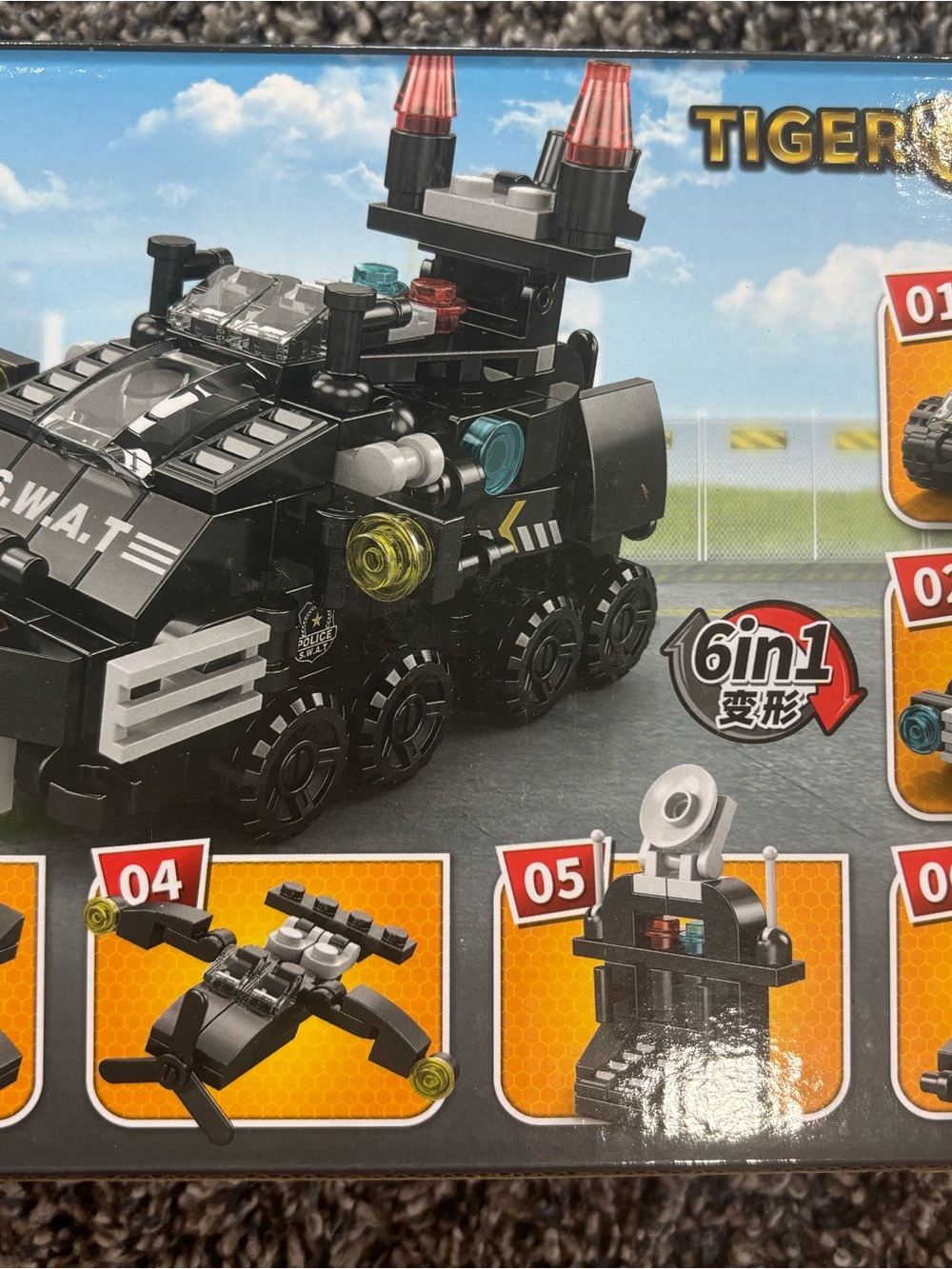 Black SWAT Tactical Vehicle Building Set - 6-in-1 Kids Toy